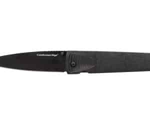 Black folding knife with carbon fiber handle