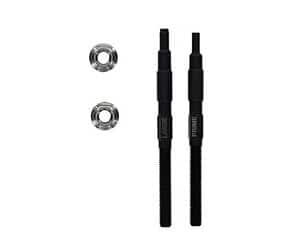 Two black threaded rods with silver nuts