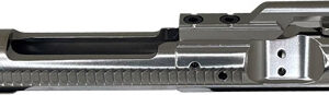Silver metal bolt carrier group for firearms.