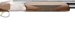 Decorative double-barrel shotgun with wooden stock.