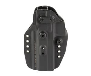 Black gun holster with multiple mounting holes