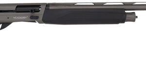 Semiautomatic shotgun with black and gray finish.