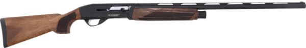 Semi-automatic shotgun with wooden stock and barrel.
