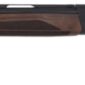 Side view of a wooden shotgun.