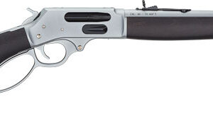 Lever-action rifle with black stock and barrel.