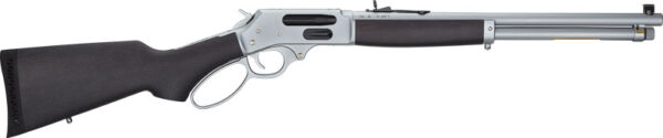 Lever-action rifle with black stock and barrel.