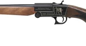 Iver Johnson single-shot rifle with wooden stock.