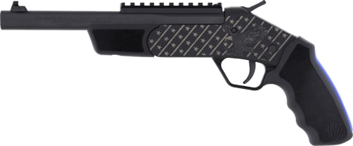 gsspb9eng5 left.jpg Black handgun with engraved stars design