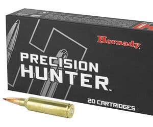 Hornady Precision Hunter rifle ammunition box and cartridges