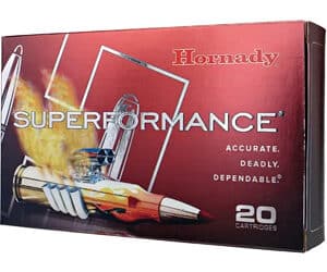 Hornady Superformance ammunition box, 20 cartridges.