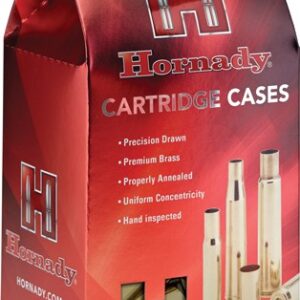 Hornady cartridge cases packaging with product features listed.