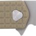 Folding knife with tan handle and clip.