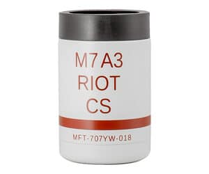 M7A3 Riot CS canister, white with black lid.