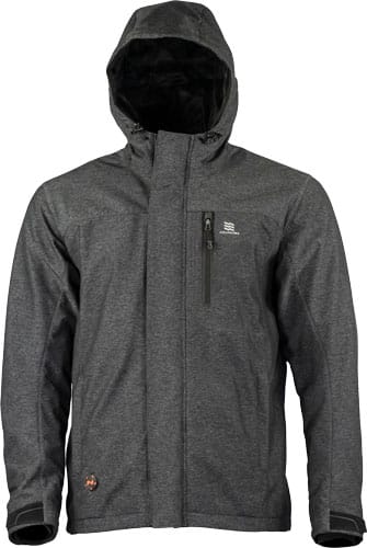 mwmj10220420.jpg Gray hooded jacket with front zipper and pockets.