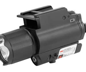 Black weapon-mounted flashlight and laser sight