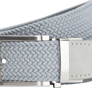 Gray woven belt with silver buckle