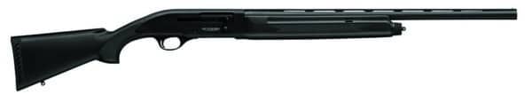 Black shotgun with synthetic stock, right side view.