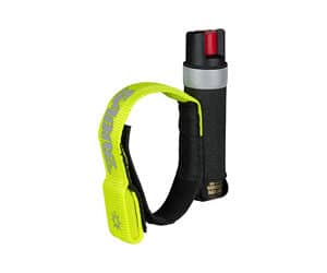Yellow reflective pepper spray with wrist strap