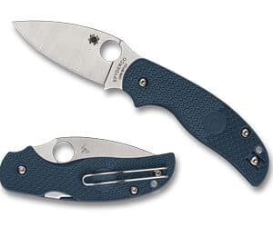 Spyderco folding knife with blue handle