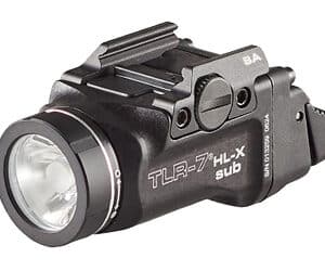 Compact tactical flashlight with rail mount attachment.