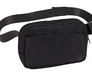 Black waist bag with front zipper pocket