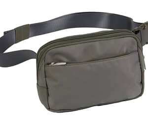 Green waist bag with adjustable strap
