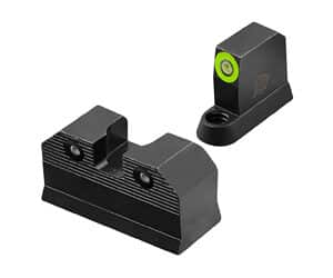 Handgun sights with illuminated green dot