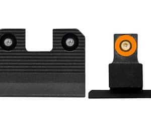 Black gun sights with orange dot