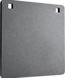 Gray rectangular metallic panel with two holes