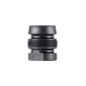 Black threaded metal connector adapter, 1/2-28 size