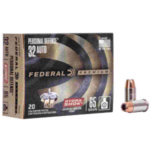 Federal Premium 32 Auto ammunition box and bullet