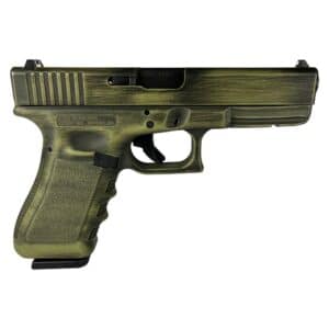 Green handgun with textured grip
