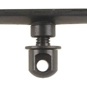 Black metal T-shaped industrial latch object.