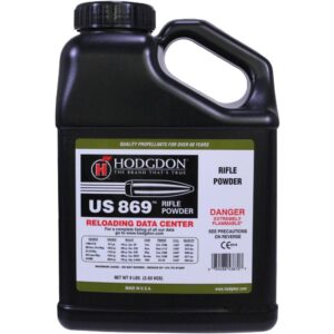 Hodgdon US 869 rifle powder container.