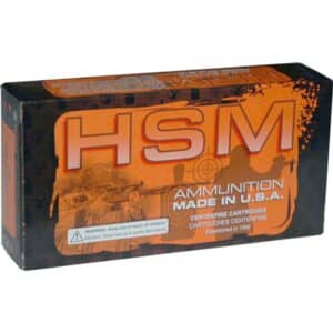 Box of HSM ammunition, Made in USA, cartridges.
