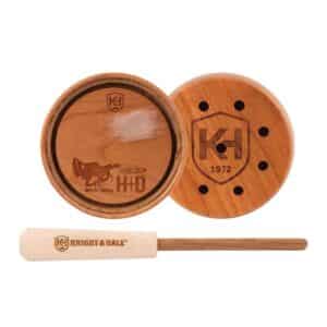 Wood turkey call with striker and engraved logo