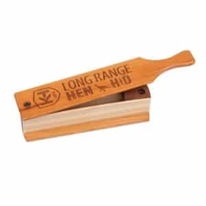 Wooden turkey call with long range branding
