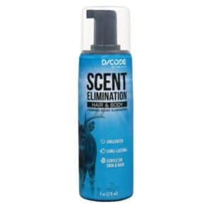 D/Code scent elimination foam for hair and body.