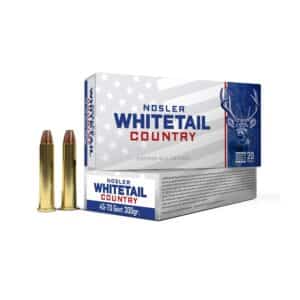 Nosler Whitetail Country ammunition box with cartridges