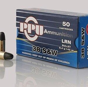 PPU Ammunition box with .38 S&W bullets