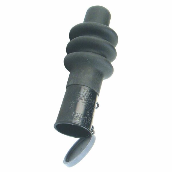 Rubber plunger with attached hose connector cap