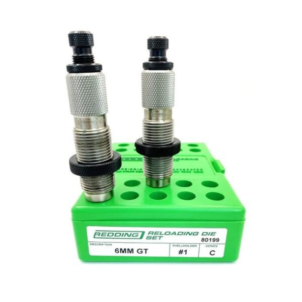 Redding reloading die set 6MM GT on green box.
