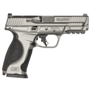 Smith & Wesson handgun, side view, gray color