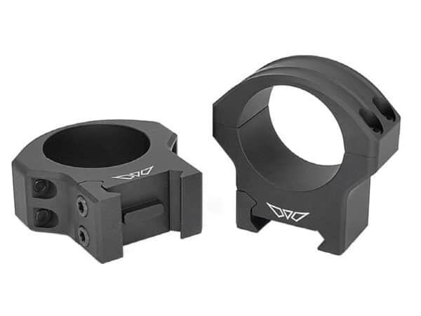 Two black aluminum scope ring mounts