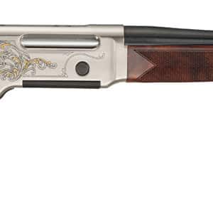 Lever-action rifle with engraved metal details.