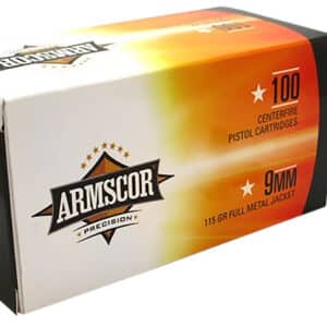 Armscor 9mm ammunition box with bullets