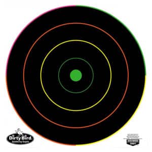 Colorful target with concentric circles for shooting practice.
