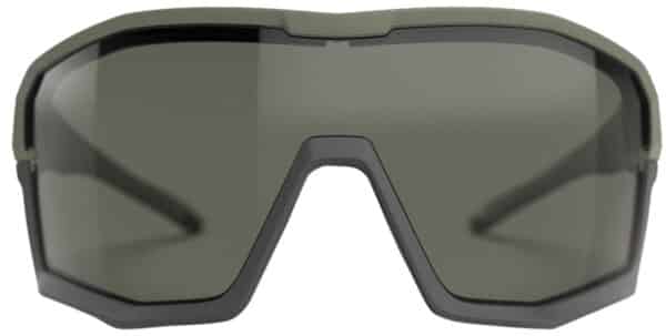 Green sports sunglasses with dark lenses