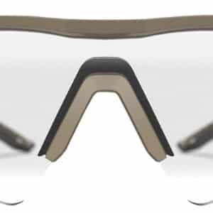 Transparent safety glasses with brown frame
