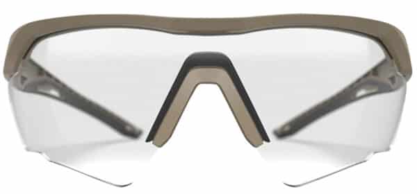 Transparent safety glasses with brown frame